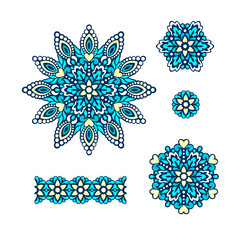 Abstract Flower Patterns. Decorative ethnic elements for design.