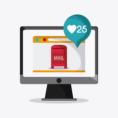 box computer mail message chat communication icon. Colorfull and flat illustration vector