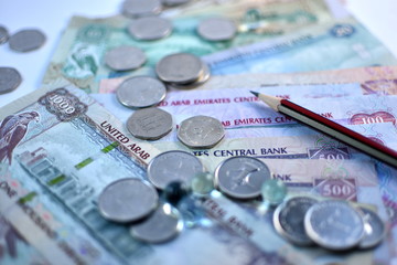 Close up Dirhams currency, United Arab Emirates
