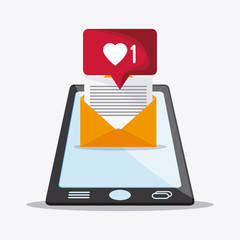 envelope smartphone mail message chat communication icon. Colorfull and flat illustration vector