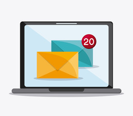 envelope laptop mail message chat communication icon. Colorfull and flat illustration vector