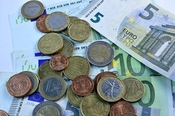 Different Close up EURO Bank note and currency  