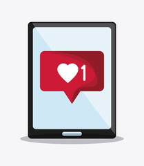 bubble smartphone heart social media mail communication icon. Colorfull and flat illustration vector