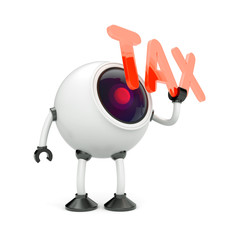 The robot video camera inspects the taxes. 3d illustration