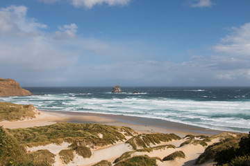 Remote isolated bay on South Island of New Zealand