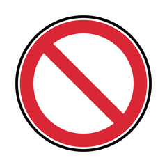 red and black prohibited symbol on white background