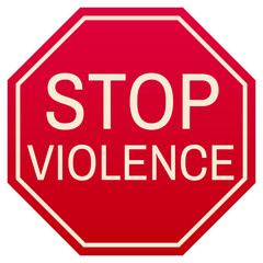 Stop Violence red symbol, isolated on white background