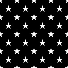 Stars seamless pattern. Black and white retro background elements. Abstract geometric shape texture. Fashion graphic style. Design template for wallpaper, wrapping, fabric, textile Vector Illustration