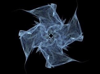 Blue abstract fractal in the form of a flower on a black background