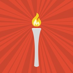 Torch symbol with sun burst background