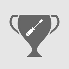 Isolated award cup icon with a screwdriver