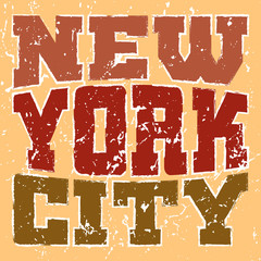 T shirt typography graphics New York. Athletic style NYC. Fashion american stylish print for sports wear. Color on white emblem. Template for apparel, card, poster. Symbol big city Vector illustration