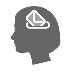 Isolated female head silhouette icon with  a ballot box
