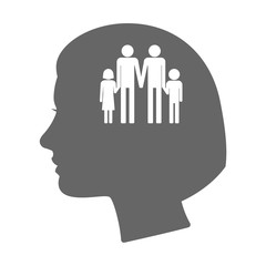 Isolated female head silhouette icon with a gay parents  family