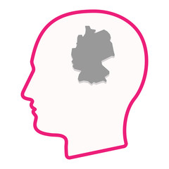 Isolated male head silhouette icon with a map of Germany