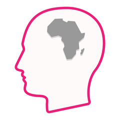 Isolated male head silhouette icon with a map of the african co