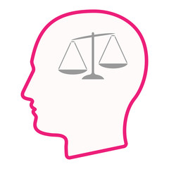 Isolated male head silhouette icon with  an unbalanced weight sc