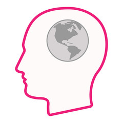 Isolated male head silhouette icon with an America region world