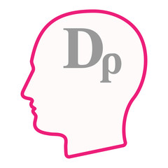 Isolated male head silhouette icon with a drachma currency sign