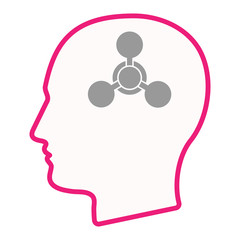Isolated male head silhouette icon with a chemical weapon sign