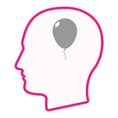Isolated male head silhouette icon with a balloon