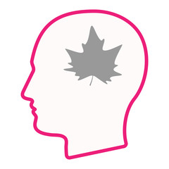 Isolated male head silhouette icon with an autumn leaf tree