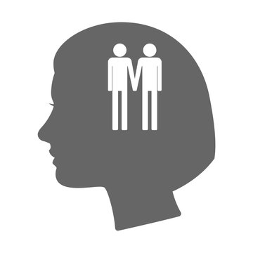 recommend clip art: Isolated female head silhouette icon with a gay couple pictogram