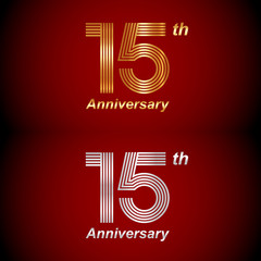 15 years anniversary Gold and Silvey Template logo