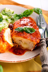 Mozzarella stuffed chicken breast
