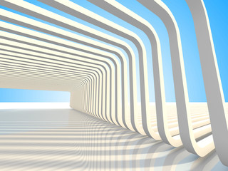 Naklejka premium Abstract Futuristic Architecture On Blue Sky Background