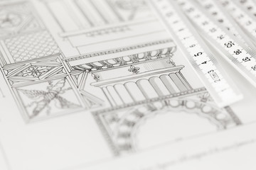 architectural drawing - detail column & folding ruler