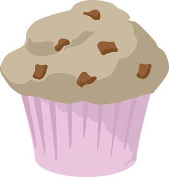chocolate chip muffin pink paper cup clip art preview
