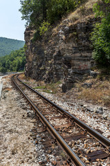 railroad tracks in the old worn wooden sleepers require urgent repair