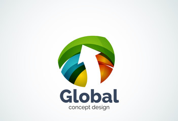 Globe with arrow logo template