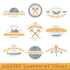 Naklejka premium Set of vintage carpentry logos