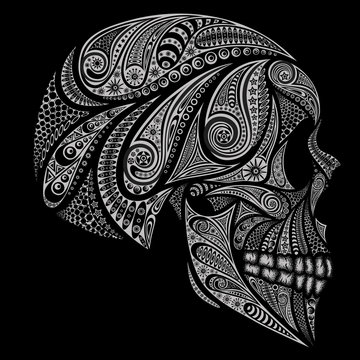 Naklejka Vector human skull on a black background