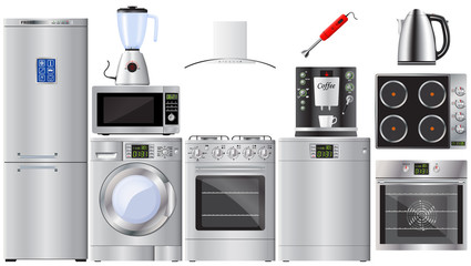 Set of household appliances. Realistic image. Vector image.
