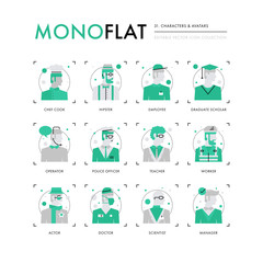 Male Characters Monoflat Icons