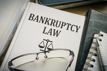 Bankruptcy law book. Justice and legislation concept.