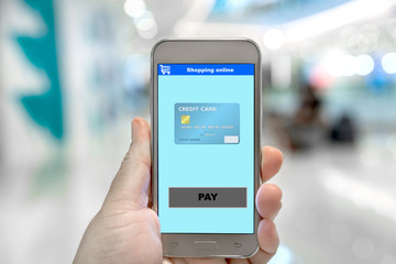 Payment on shopping online e-business website at smartphone