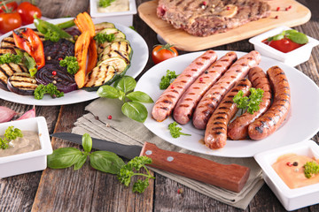 assorted barbecue with meat and vegetable