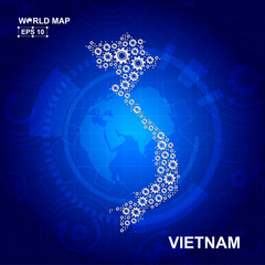 Abstract Vietnam gear map. Vector design