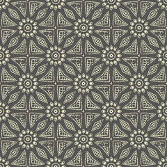Seamless hand drawn mandala pattern. Vintage elements in orienta