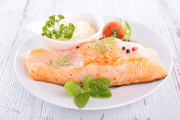 grilled salmon and sauce