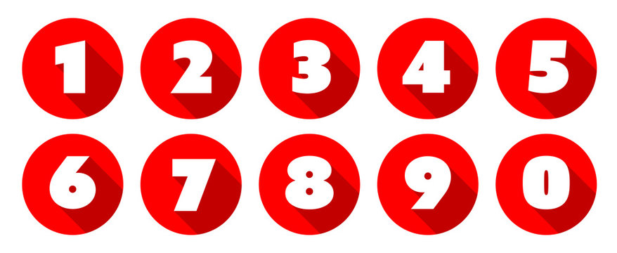 Numbers / Red circle Icons