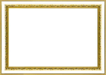 Classic vintage  gilded frame isolated on white background.