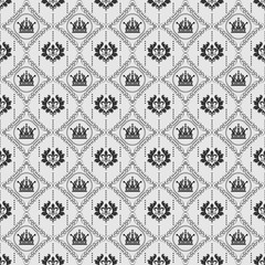 Seamless Damask Wallpaper Background  pattern black and white color graphic design vector illustration