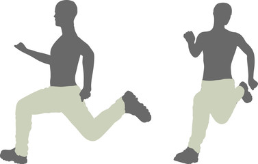 man silhouette in run escape pose
