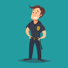 Funny policeman character in uniform. EPS8 vector illustration