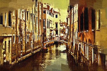 Panele Szklane  Ilustracja sztuki w Wenecji - obraz olejny